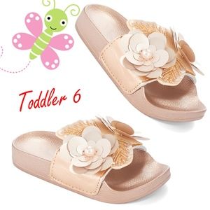 Rose Gold Floral-Accent Sandal - Girls